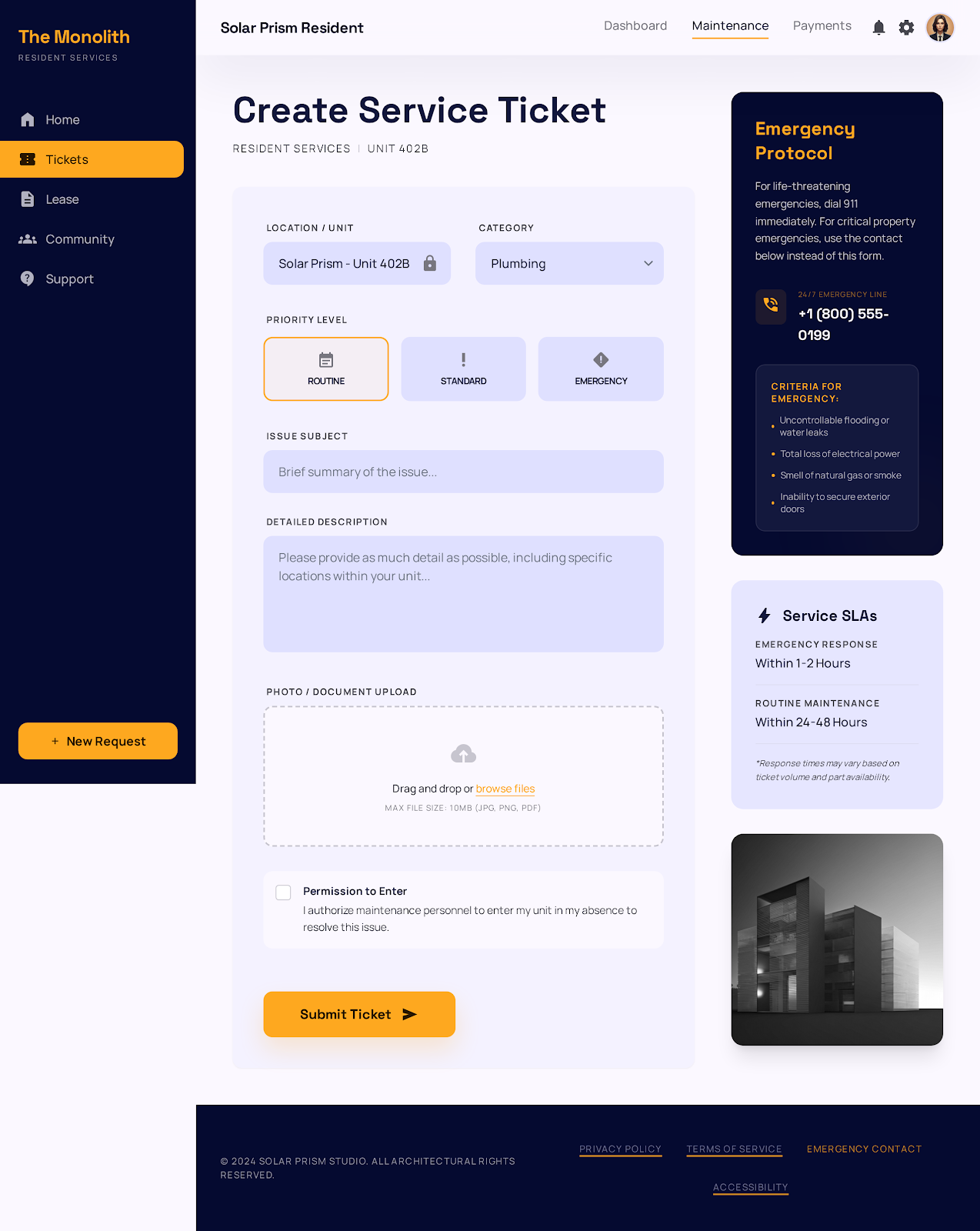 Create Service Ticket Roundy preview