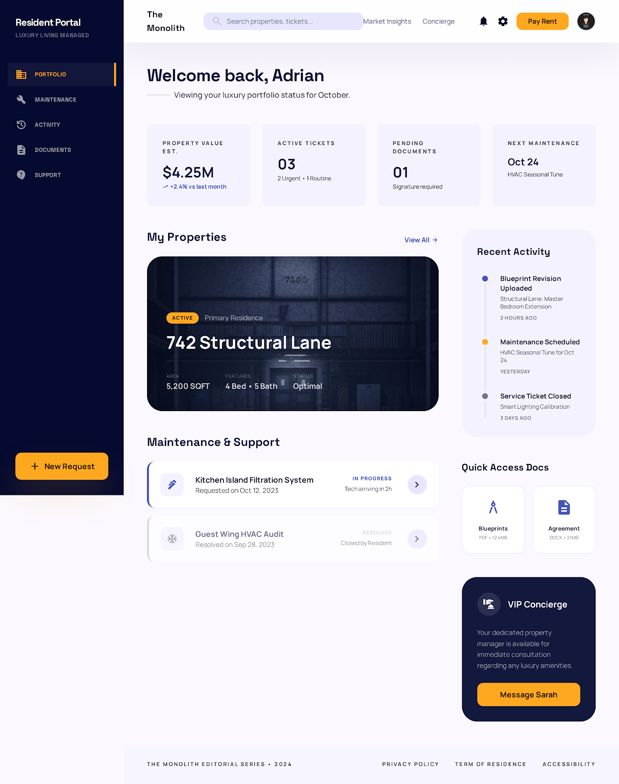 Resident Portal Dashboard Roundy preview