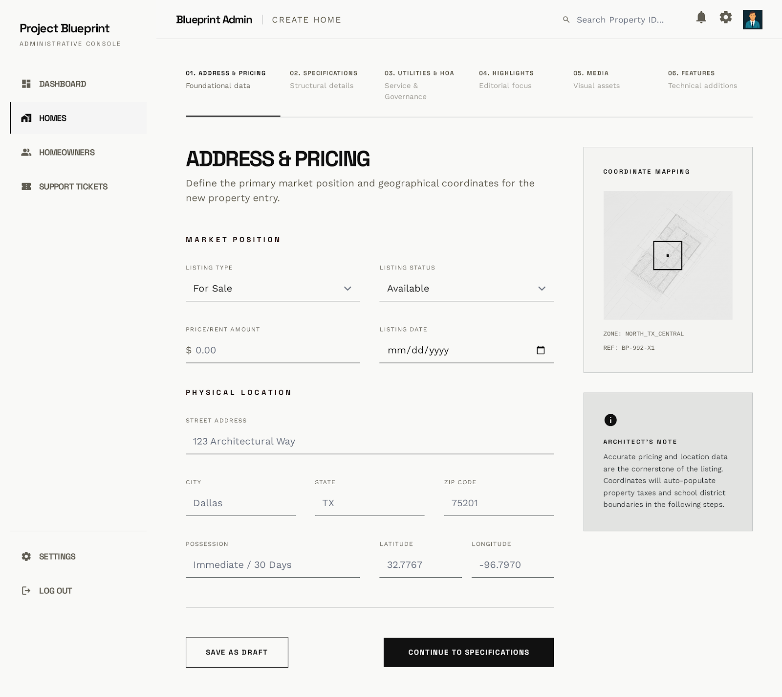 Admin Create Home Wizard Sharp preview