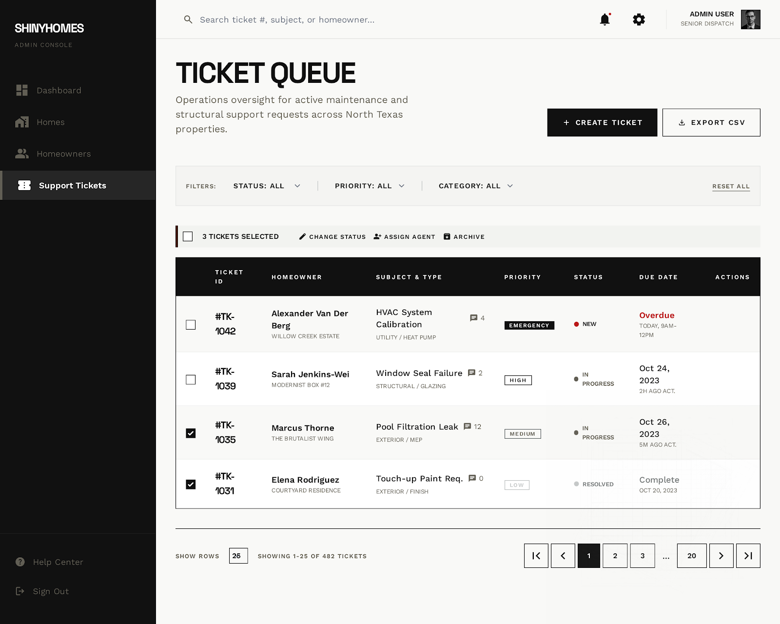 Admin Ticket Queue Sharp preview